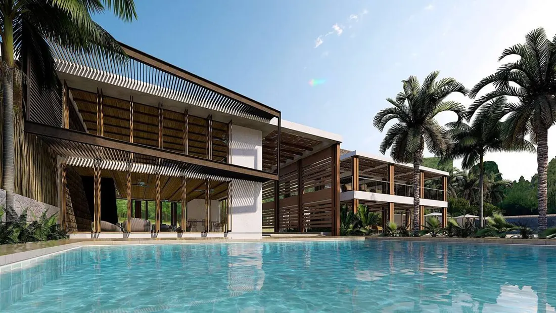 Piscina principal y beach club de Grand Bay Barú